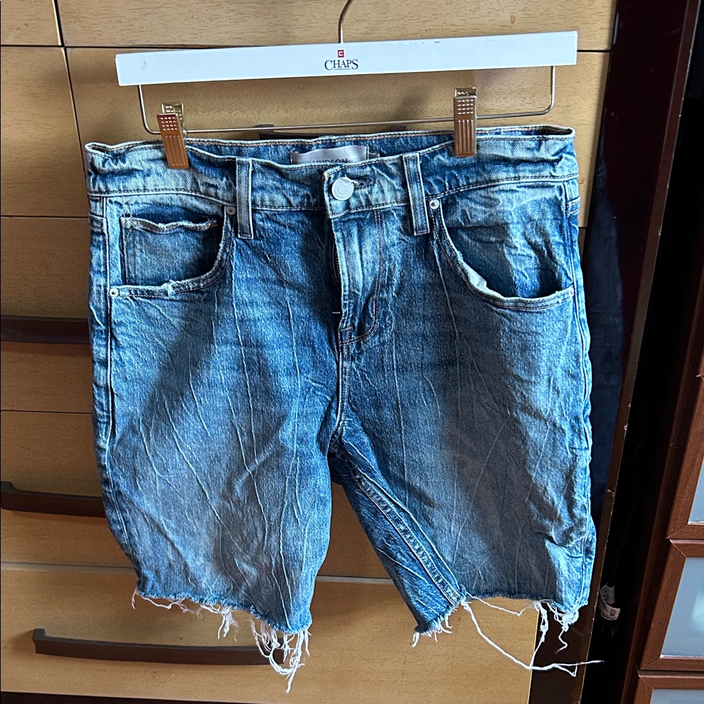 Hudson Jeans Blue Distressed Jean Shorts For Woman